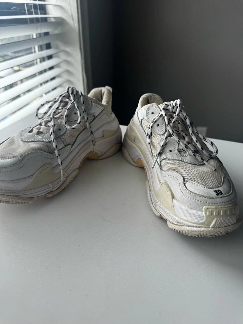 Balenciaga Cream White Layered Triple-S Style Sneakers - Picture 3 of 6